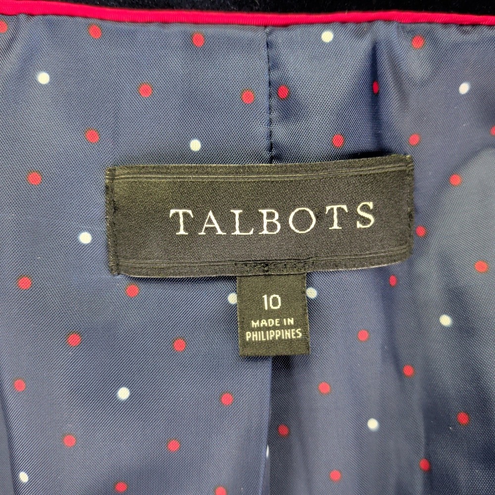 Talbots Women's 10 Plaid Blazer Velvet Collar Wool Blend Blue‎ Purple Retro Vtg - Picture 7 of 8